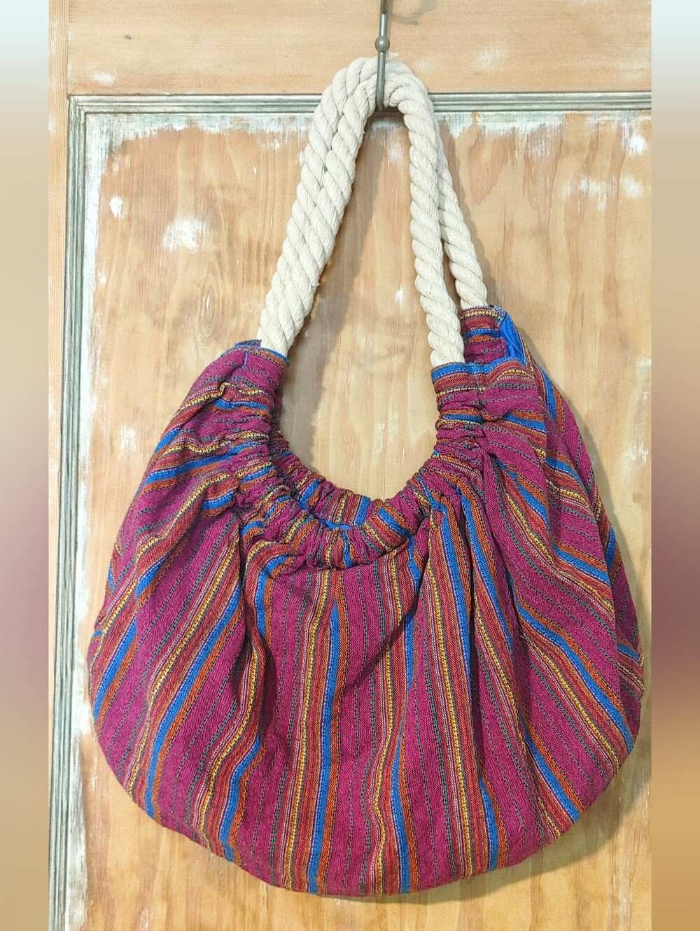 Amici Accessories Boho Woven Slouchy Hobo Bag - Colorful Stripes  🌈